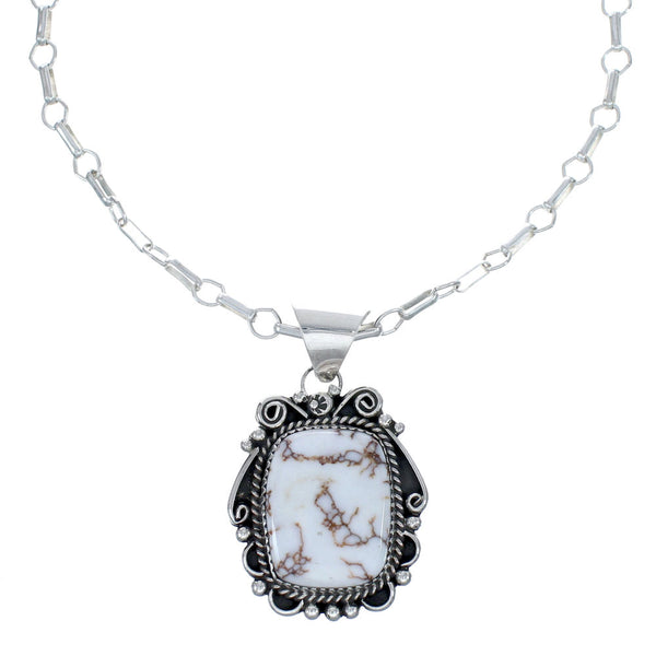 Native American Sterling Silver Wild Horse Turquoise Chain Necklace JX127056
